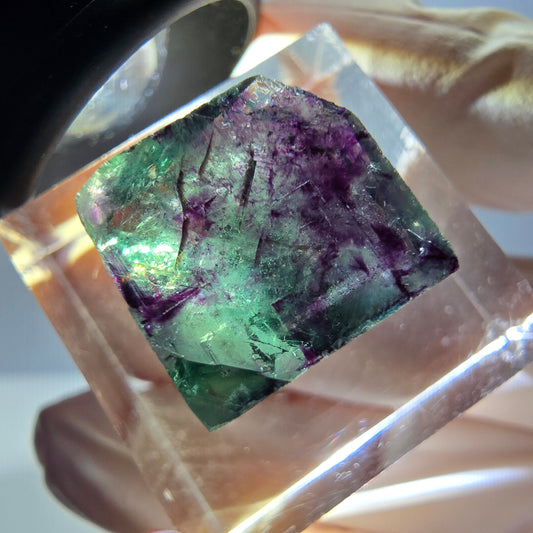 Phantom Fluorit Würfel Stufe, parkettiert grün lila Okorusu, Namibia 14*13*12mm