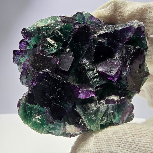 Große Phantom Fluorit Würfel Stufe grün lila zonal 11:11 Angel Pocket, Namibia 80*73*30mm
