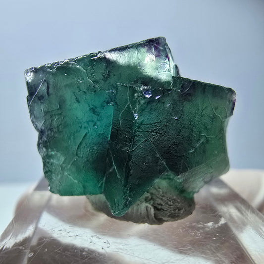 Spécimen de cube de fluorite fantôme, vert violet, Okorusu, Namibie, 25 x 17 x 17 mm 