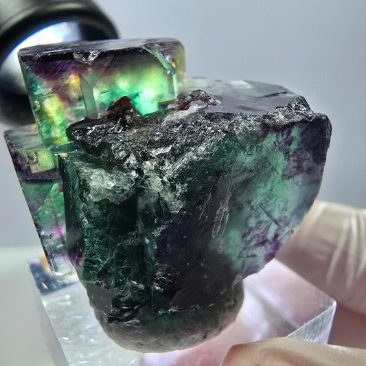 Seltene Fluorit Würfel Stufe, grün lila Okorusu, Namibia 29*28*27mm