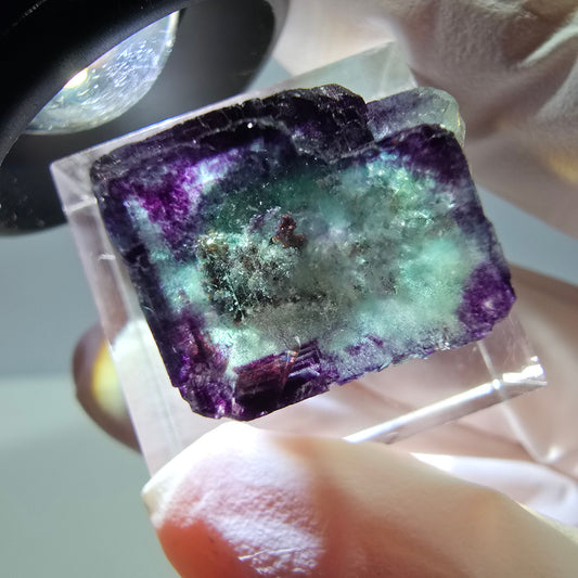 Phantom Fluorit Würfel Stufe, grün lila Okorusu, Namibia 21*20*12mm