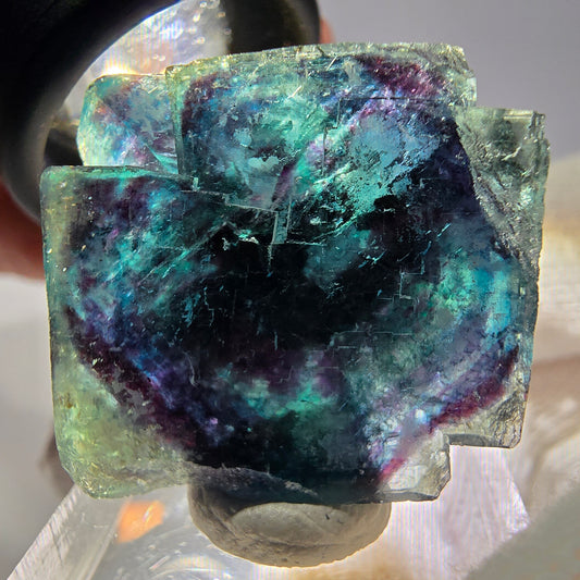 Spécimen de cube de fluorite fantôme, zonal – Nouvelle découverte ! Okorusu, Namibie, 33 x 31 x 21 mm 