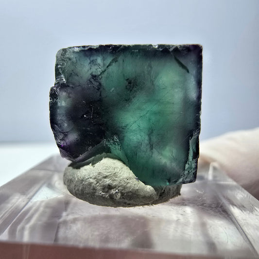 Cube de fluorite fantôme parqueté, vert violet Okorusu, Namibie 15*15*12mm 