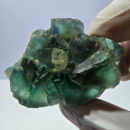 Rare cube de fluorite fantôme, spécimen de quartz vert Okorusu, Namibie, 55 x 36 x 20 mm 