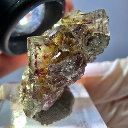 Phantom Fluorit Würfel Stufe, grün lila Okorusu, Namibia 28*24*15mm