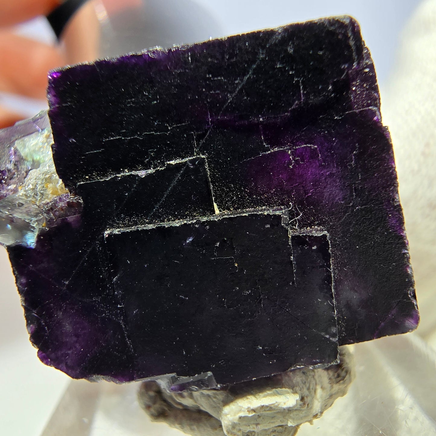 Seltene Phantom Fluorit Würfel Stufe zonal grün lila Okorusu, Namibia 29*23*21mm