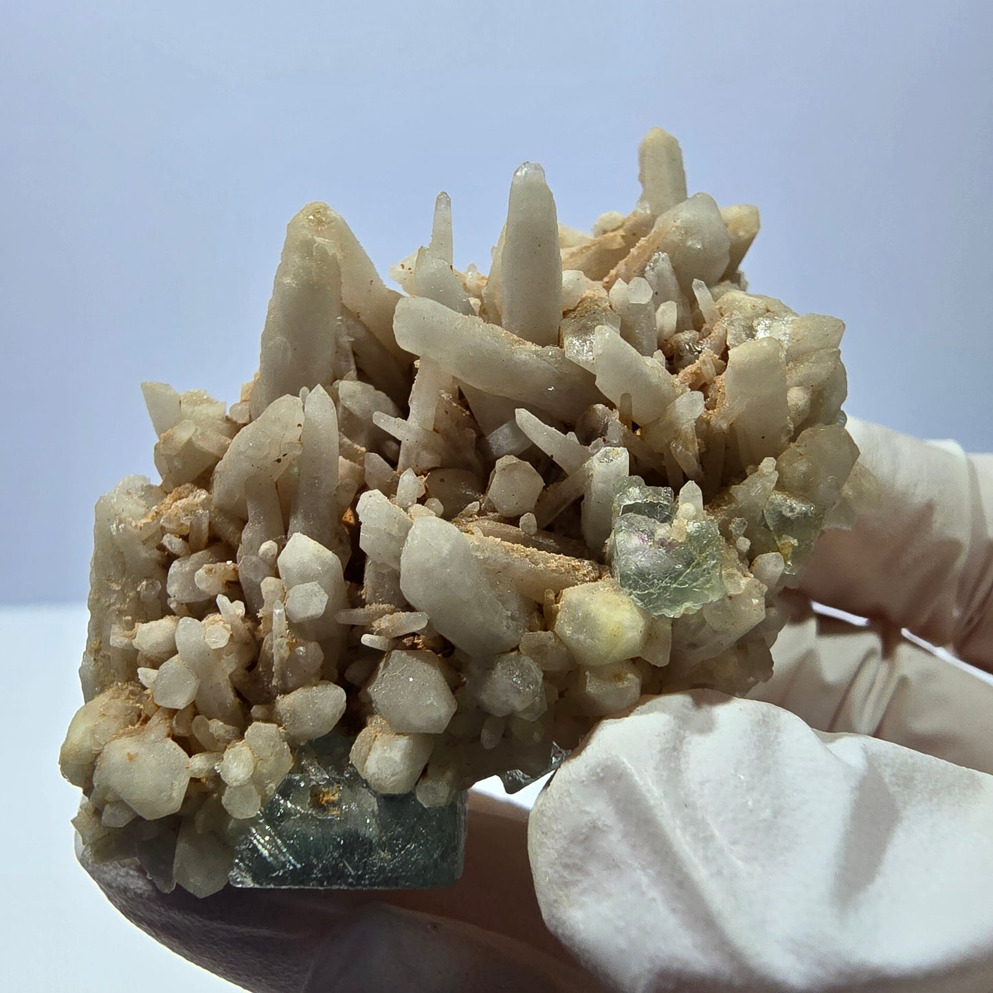 Rare cube de fluorite fantôme, spécimen de quartz vert Brandberg, Namibie, 57 x 33 x 37 mm 