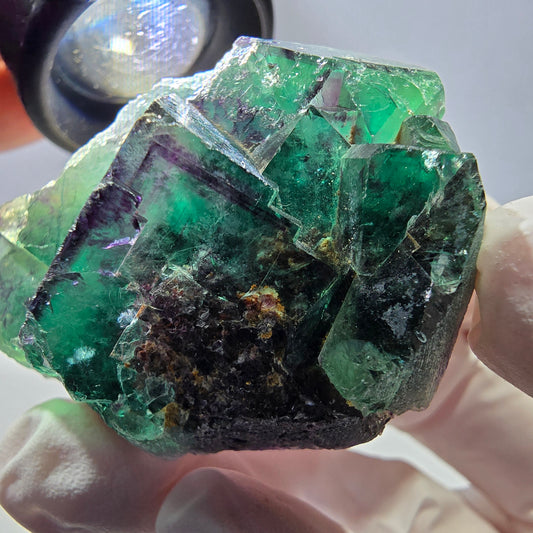 Spécimen de cube de fluorite fantôme parqueté vert violet Okorusu, Namibie 46*37*25 mm 