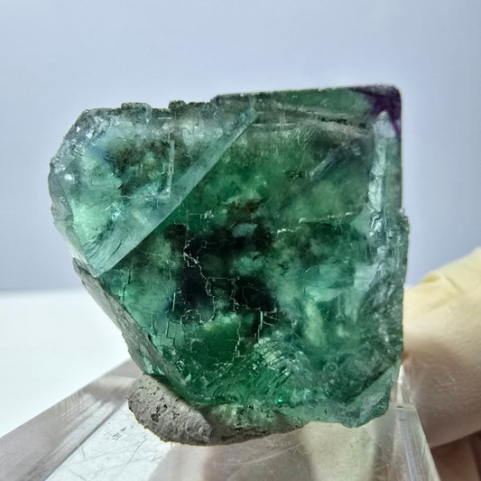 Cube de fluorite fantôme parqueté, vert violet Okorusu, Namibie 26*23*17mm 