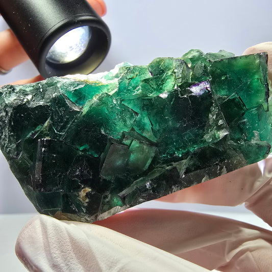 Cube de fluorite fantôme vert étagé, Okorusu, Namibie, 80 x 36 x 20 mm 