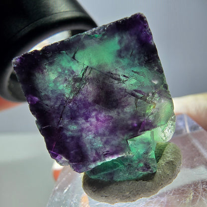 Phantom Fluorite cube parquetted, green purple Okorusu, Namibia 21*19*11mm 