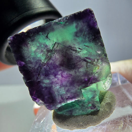 Phantom Fluorite cube parquetted, green purple Okorusu, Namibia 21*19*11mm 