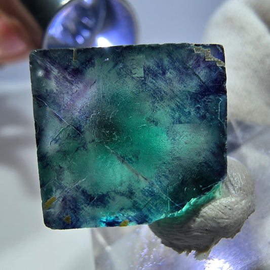 Seltener Phantom Fluorit Würfel, zonal grün lila Okorusu, Namibia 22*22*13mm