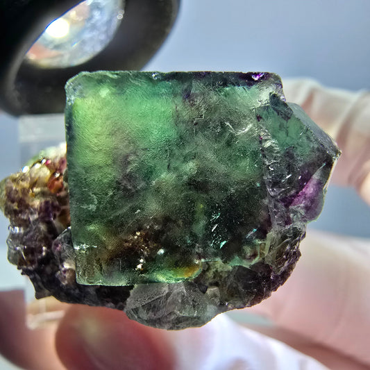 Phantom Fluorit Würfel Stufe, parkettiert grün lila Okorusu, Namibia 39*24*20mm