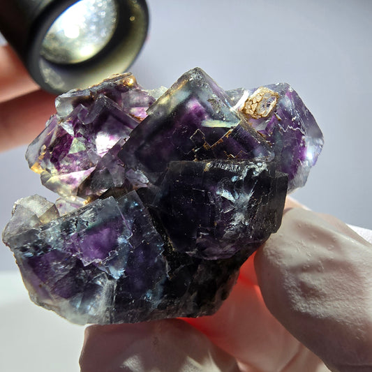 Spécimen de cube de fluorite fantôme parqueté vert violet Okorusu, Namibie 34*32*18 mm 