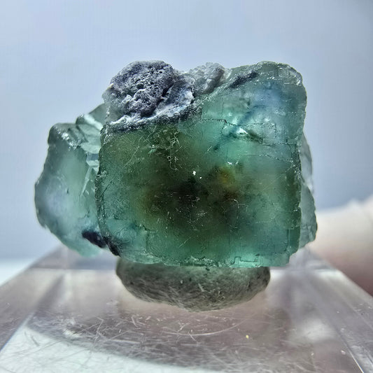 Phantom Fluorit Würfel Stufe, grün lila Okorusu, Namibia 23*14*12mm
