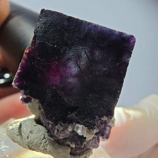 Phantom Fluorite cube parquetted, green purple Okorusu, Namibia 26*24*22mm 