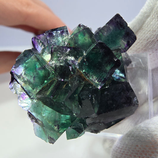 Klare Phantom Fluorit Würfel Stufe zonal grün lila Okorusu, Namibia 43*35*19mm