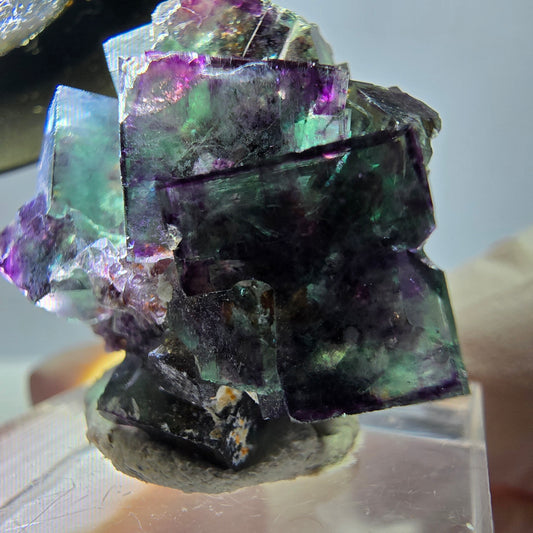 Phantom Fluorit Würfel Stufe, grün lila Okorusu, Namibia 28*25*16mm
