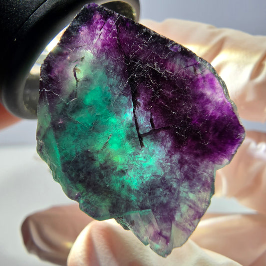 Cube de fluorite fantôme parqueté, vert violet Okorusu, Namibie 25*23*20mm 