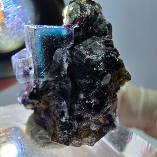 Phantom Fluorit Würfel Stufe, grün lila Okorusu, Namibia 27*21*20mm