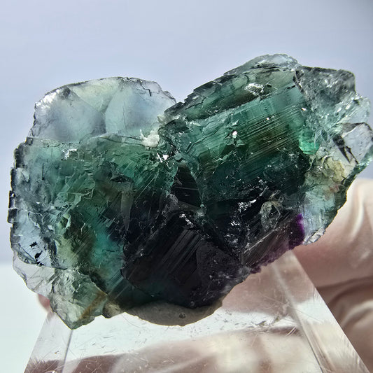 Spécimen de cube de fluorite fantôme, vert violet, Okorusu, Namibie, 36 x 25 x 15 mm 