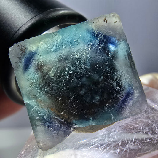 Phantom Fluorite cube parquetted, green purple Okorusu, Namibia 18*18*17mm 