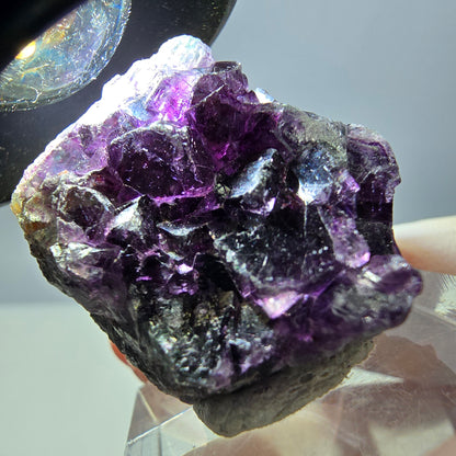 Phantom Fluorit Würfel Stufe, grün lila Okorusu, Namibia 27*25*13mm