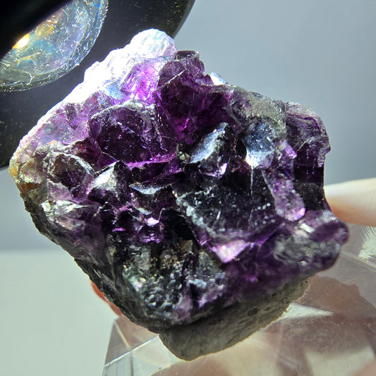 Phantom Fluorit Würfel Stufe, grün lila Okorusu, Namibia 27*25*13mm