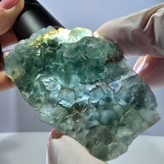Cube de fluorite fantôme vert étagé Okorusu, Namibie 61 x 42 x 20 mm 