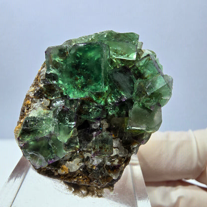 Spécimen de cube de fluorite fantôme, vert violet, Okorusu, Namibie, 34 x 28 x 13 mm 