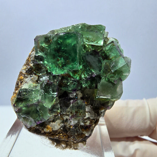 Spécimen de cube de fluorite fantôme, vert violet, Okorusu, Namibie, 34 x 28 x 13 mm 