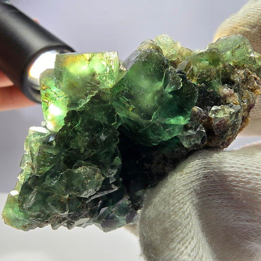 Phantom Fluorit Würfel Stufe parkettiert mit Quarz Okorusu Namibia 70*42*32mm