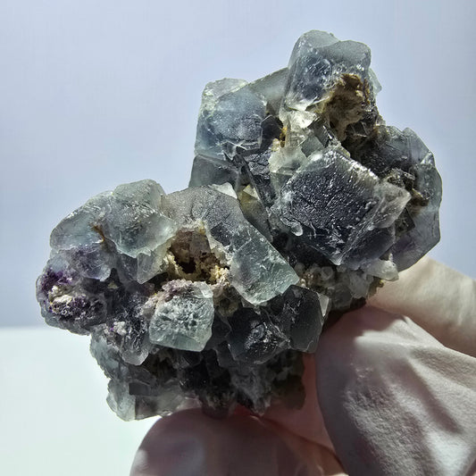 Cube de fluorite fantôme, spécimen de quartz vert violet, Okorusu, Namibie, 43 x 32 x 20 mm 
