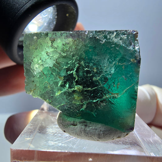 Phantom Fluorit Würfel Stufe, parkettiert grün lila Okorusu, Namibia 25*25*21mm