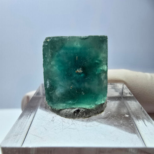 Cube de fluorite fantôme transparente parquetée, vert Okorusu, Namibie 15*14*13mm 