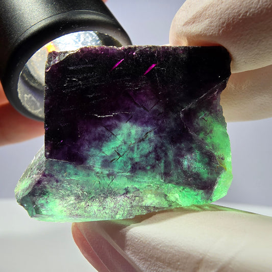 Spécimen de cube de fluorite fantôme parqueté vert violet Okorusu, Namibie 37*26*20 mm 