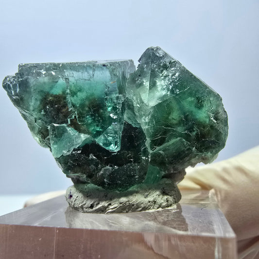 Rare spécimen de cube de fluorite fantôme, vert Okorusu, Namibie 36 x 26 x 23 mm 
