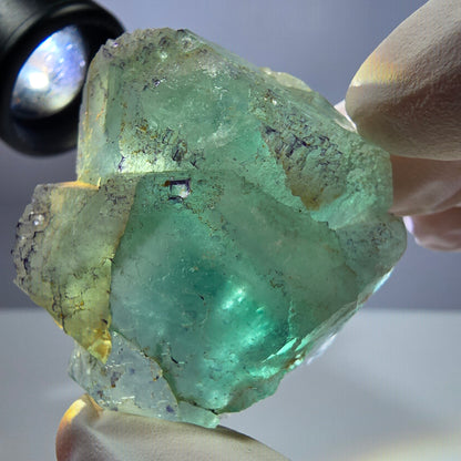 Spécimen de cube de fluorite fantôme transparente, vert parqueté, Okorusu, Namibie, 44 x 43 x 20 mm 