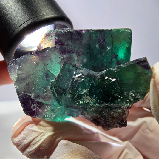 Spécimen de cube de fluorite fantôme, parqueté vert violet Okorusu, Namibie 45*33*24 mm 
