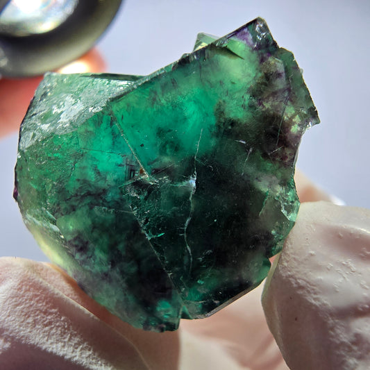 Spécimen de cube de fluorite fantôme parqueté vert violet Okorusu, Namibie 31*28*24mm 
