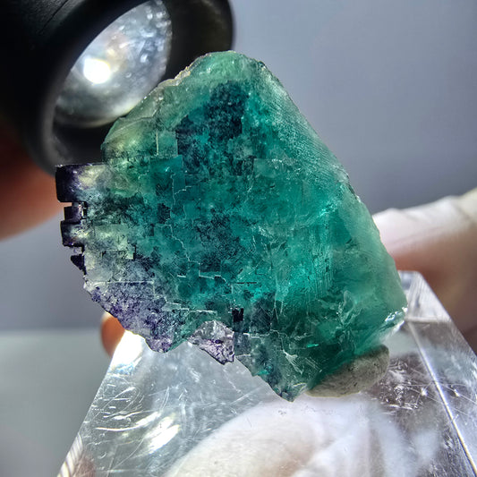 Phantom Fluorit Würfel Stufe, parkettiert grün lila Okorusu, Namibia 27*19*15mm