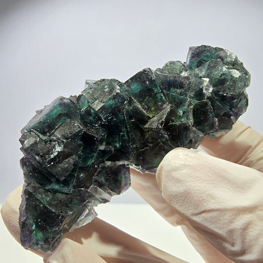 Spécimen de cube de fluorite fantôme, parqueté vert-brun Okorusu, Namibie 89 x 42 x 26 mm 