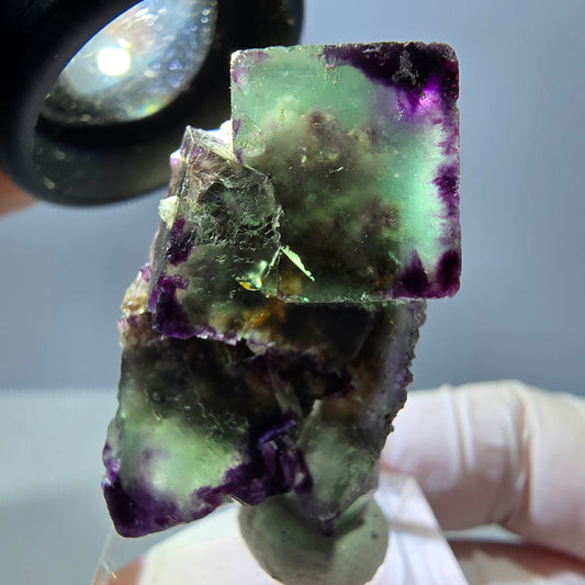 Phantom Fluorit Würfel Stufe, parkettiert, zonal Okorusu, Namibia 38*21*15mm