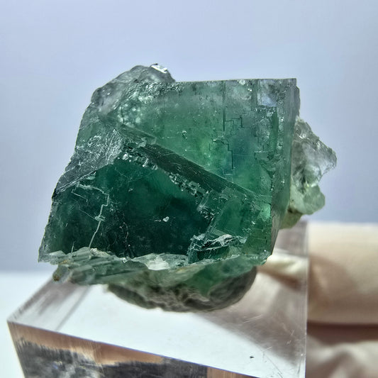 Spécimen de cube de fluorite fantôme, parquet vert Okorusu, Namibie 26 x 21 x 21 mm