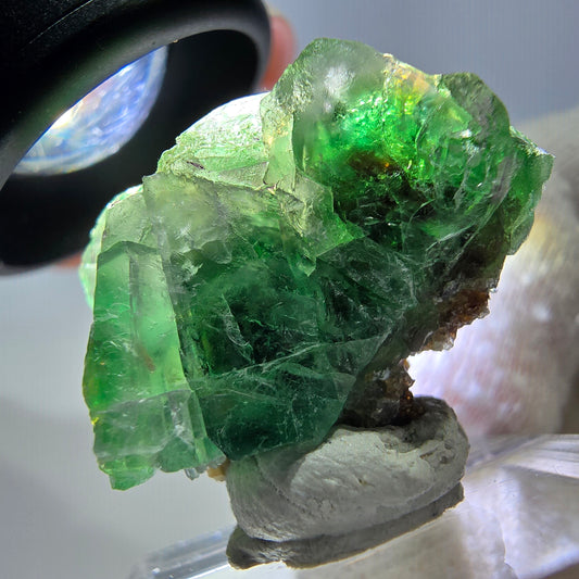 Cube de fluorite fantôme, spécimen de muscovite, Erongo, Namibie, 30 x 23 x 21 mm 