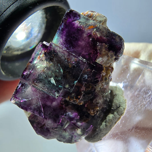 Phantom Fluorit Würfel Stufe, grün lila Okorusu, Namibia 32*22*15mm