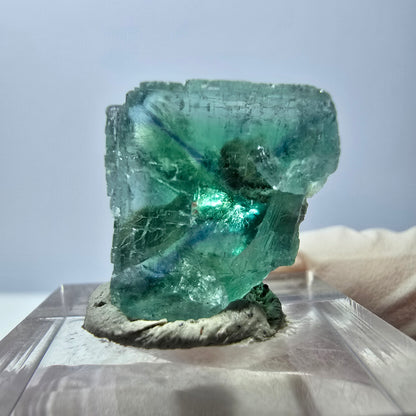 Klarer Phantom Fluorit Würfel parkettiert, grün Okorusu, Namibia 17*17*17mm