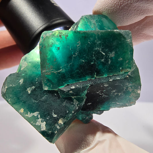 Spécimen de cube de fluorite fantôme, parqueté vert violet Okorusu, Namibie 51*46*28 mm 