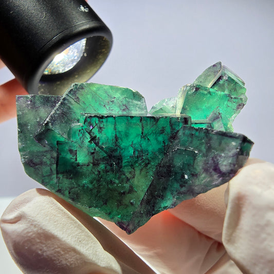 Spécimen de cube de fluorite fantôme parqueté vert violet Okorusu, Namibie 46*34*32mm 